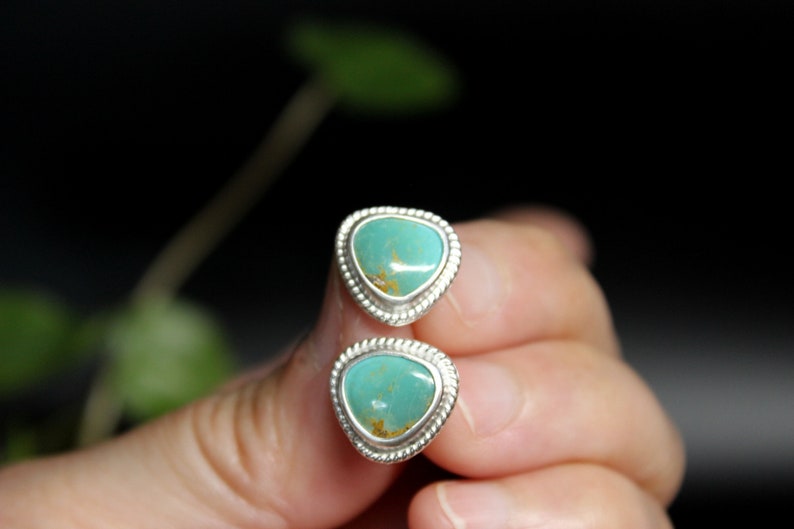 Sonoran Gem Turquoise Sterling Silver Stud Post Earrings Geometric Minimalist Studs Posts Earrings Gugma Jewelry image 7