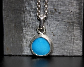 Turquoise Mountain Turquoise Sterling Silver Necklace | Nevada Mine | Boho Minimalist Geometric Necklace | Gugma Jewelry