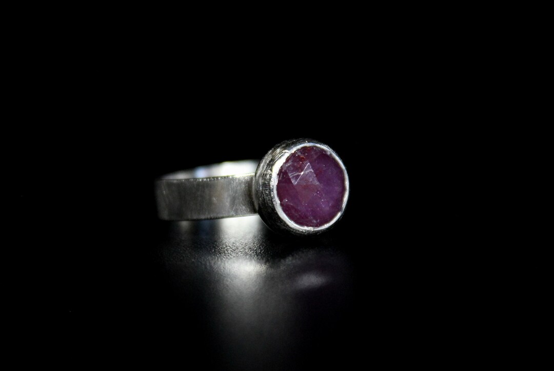 Raspberry Colored Rings SIZE 6.25 - Rose Cut Raspberry Pink Sapphire Sterling Silver Ring ...