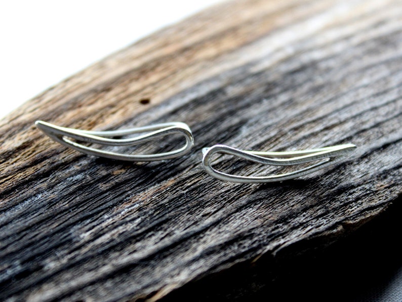 Paisley Teardrop Ear Climber Sterling Silver Earrings Crawlers Jackets Minimalist Jewelry Blackened Oxidized GUGMA Women/'s Handmade