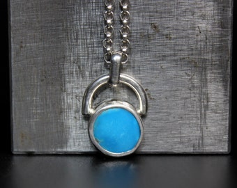 Turquoise berg turquoise sterling zilveren ketting | Nevada-mijn | Boho minimalistische geometrische ketting | Gugma-sieraden