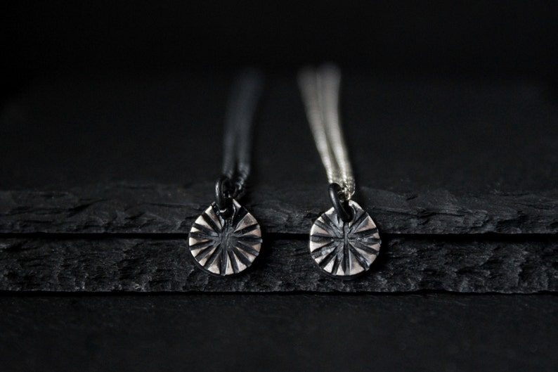 Sunburst Starburst Disc Hill Tribe Fine Silver Necklace / Pendant Sterling Silver Geometric Minimalist / Gugma Jewelry Women's Girls image 3