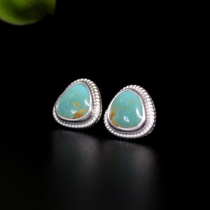 Sonoran Gem Turquoise Sterling Silver Stud Post Earrings Geometric Minimalist Studs Posts Earrings Gugma Jewelry image 3