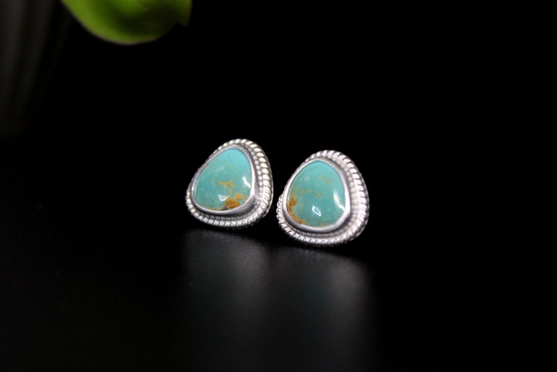 Sonoran Gem Turquoise Sterling Silver Stud Post Earrings Geometric Minimalist Studs Posts Earrings Gugma Jewelry image 3