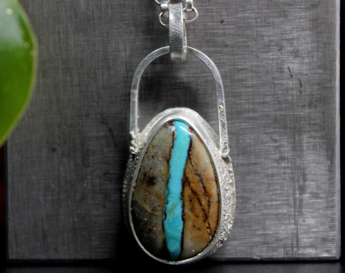Teardrop Royston Ribbon Turquoise Sterling Silver Necklace Nevada Mine