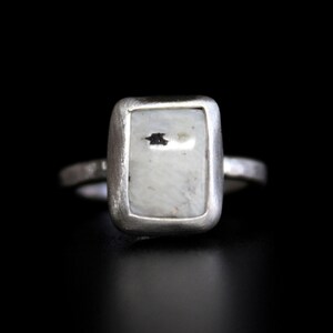 SIZE 4.5 - White Buffalo Turquoise Sterling Silver Stacker Ring | Nevada Mine | Women's Minimalist Ring | Gugma Jewelry