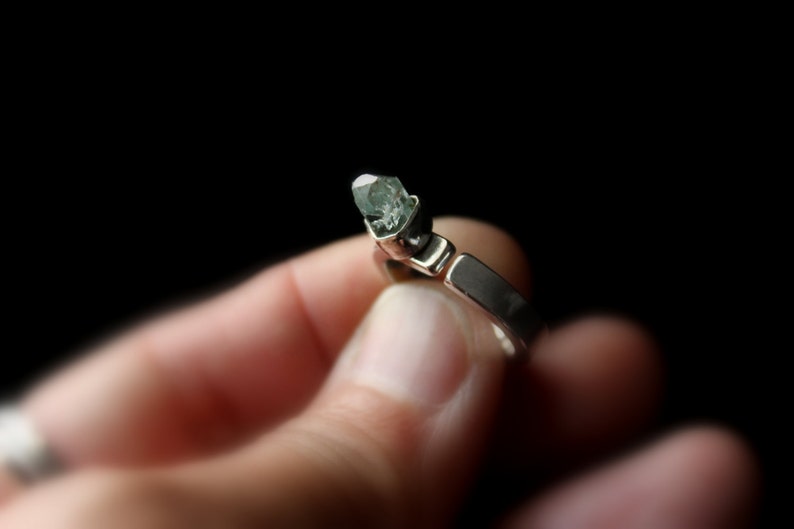 SIZE 6 6.5 Thick Open Band Engagement Ring March Birthstone Gugma Women/'s Minimalist Jewelry 7- Aquamarine Sterling Silver Ring
