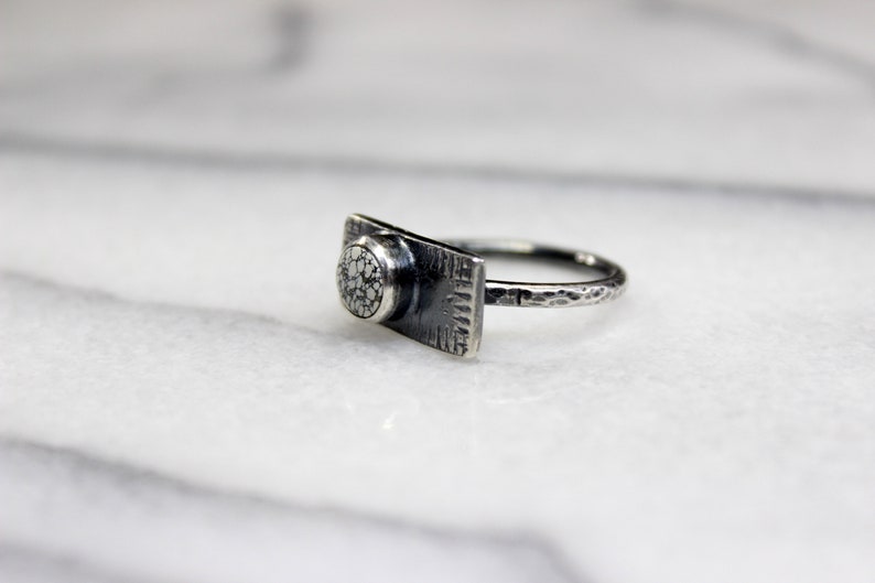 Gugma Jewelry Nevada Mine Boho Minimalist SIZE 6 New Lander New Lander Chalcosiderite Turquoise Sterling Silver Ring