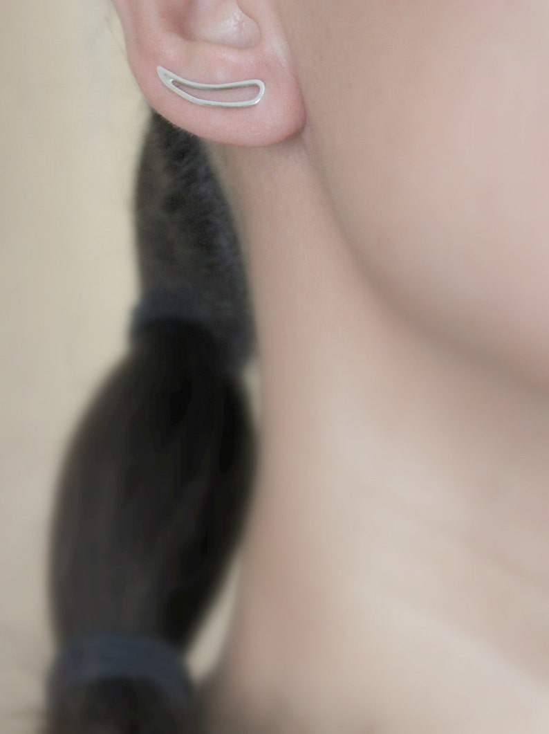 Paisley Teardrop Ear Climber Sterling Silver Earrings Crawlers Jackets Minimalist Jewelry Blackened Oxidized GUGMA Women/'s Handmade