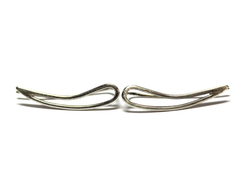 Paisley Teardrop Ear Climber Sterling Silver Earrings Crawlers Jackets Minimalist Jewelry Blackened Oxidized GUGMA Women/'s Handmade