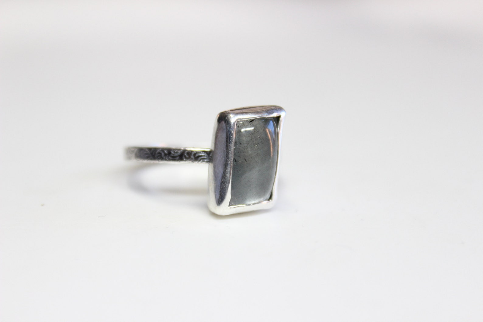 Parallelogram Sterling Silver Ring with Black Diamonds plated in 18K Gold (No 54) main image 0