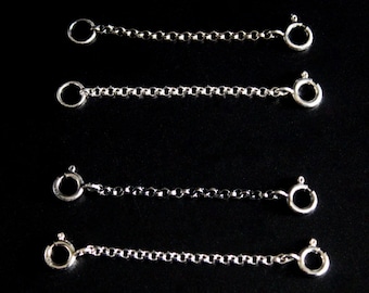 1" 2" 4" 6" 8" Sterling Silver Extender Necklace Bracelet | 2 Clasps Extender Double Clasp Extender | Handmade Jewelry | Gugma Jewelry