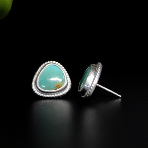 Sonoran Gem Turquoise Sterling Silver Stud Post Earrings Geometric Minimalist Studs Posts Earrings Gugma Jewelry image 5