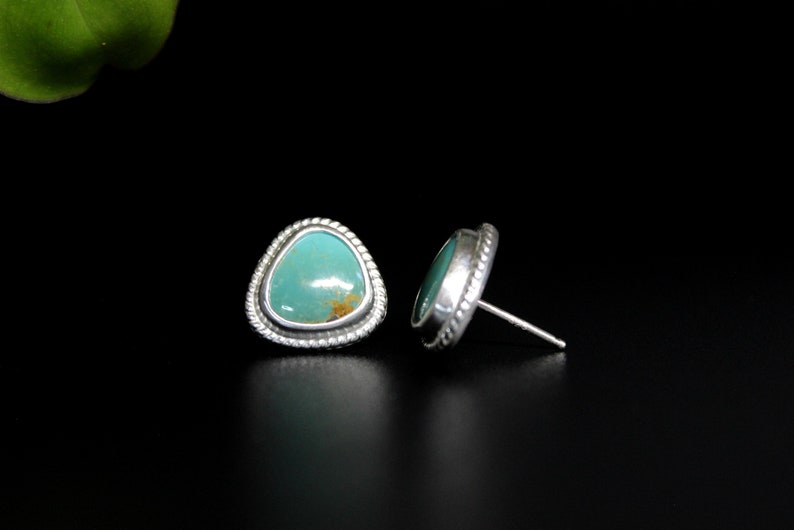 Sonoran Gem Turquoise Sterling Silver Stud Post Earrings Geometric Minimalist Studs Posts Earrings Gugma Jewelry image 5