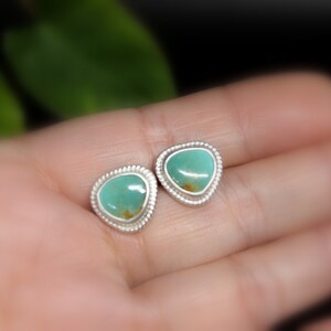 Sonoran Gem Turquoise Sterling Silver Stud Post Earrings Geometric Minimalist Studs Posts Earrings Gugma Jewelry image 8