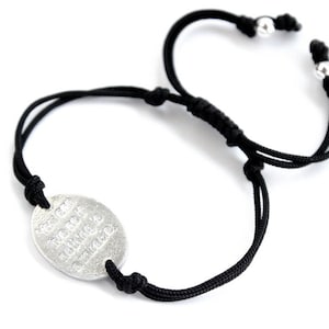 You Can Live As If Nothing Is A Miracle  // Men&#39;s Women&#39;s Unisex Pewter Bracelet  / Einstein Quotes Black Macrame Grey  / Gugma Jewelry