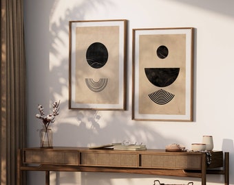 Japandi Gallery Wall Art: Minimalistische abstrakte Drucke (Digitaler Download)