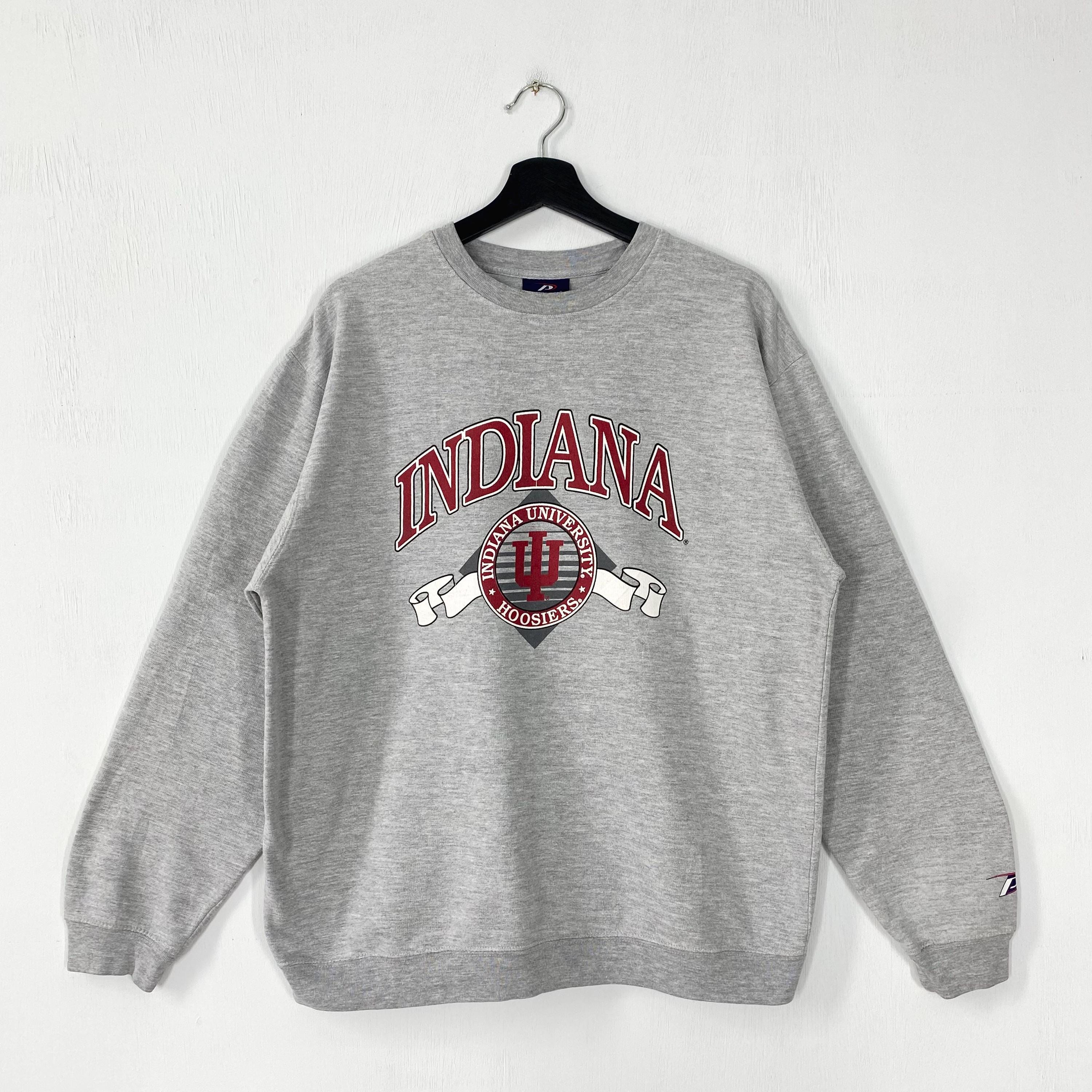 Vintage Indiana University Sweatshirt Indiana University Crewneck Indiana Sweater Pullover Indiana Hoosiers Print Logo Grey Large