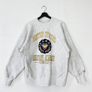 Vintage 90s United States Military Academy Sweatshirt USMA Crewneck USMA Sweater Pullover Army Black Knights Embroidered Logo Grey Large
