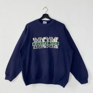 Vintage 90s Michigan Technological University Sweatshirt Michigan Crewneck Michigan Sweater Michigan Tech Huskies Embroidered Logo Medium