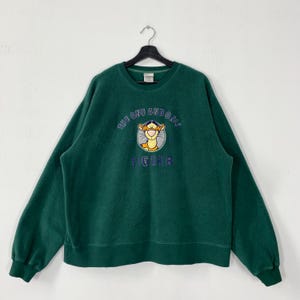 Vintage Tigger Sweatshirt Tigger Crewneck Eeyore Pooh Sweater Pullover Piglet Kanga Rabbit Embroidered Logo Green XLarge