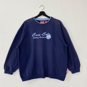 Vintage Coca Cola Sweatshirt Coca Cola Crewneck Coca Cola Sweater Pullover Soft Drink Coca Cola Polar Bears Embroidered Logo Blue Large