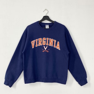 Vintage University Virginia Sweatshirt University Virginia Crewneck Virginia Sweater Pullover Virginia Cavaliers Print Logo Blue Small