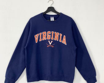Vintage University Virginia Sweatshirt Crewneck Pullover Virginia Cavaliers Print Logo Blue Small