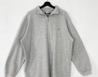 Vintage Nike Sweatshirt Crewneck Pullover Sportswear Nike Swoosh Embroidered Logo Grey XLarge