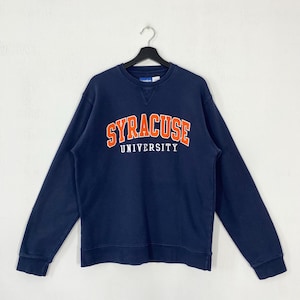 Vintage Syracuse University Sweatshirt Crewneck Pullover Syracuse Orange Embroidered Logo Blue Large