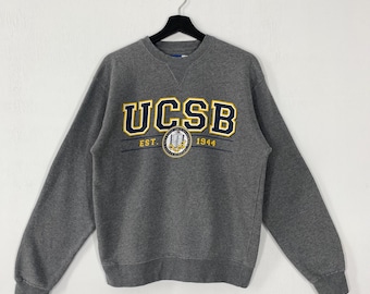 Vintage University California Santa Barbara Sweatshirt Crewneck Pullover Santa Barbara Gauchos Print Logo Grey Small