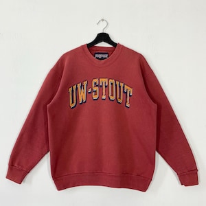 Vintage 90er Jahre Universität Wisconsin Stout Sweatshirt Wisconsin Stout Crewneck Stout Pullover Pullover Stout Blue Devils Gesticktes Logo Large