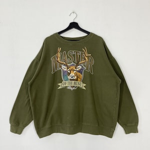 Vintage Outdoor Outfitters Sweatshirt Deer Crewneck Whitetail Deer Sweater Pullover Wildlife Moose Eagle Wolf Ducks Print Logo Green XXLarge