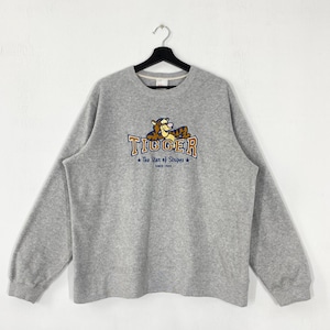 Vintage Tigger Sweatshirt Tigger Crewneck Eeyore Pooh Sweater Pullover Piglet Rabbit Kanga Embroidered Logo Grey Large