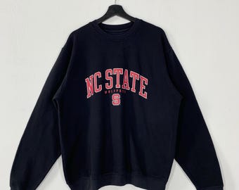 Vintage North Carolina State Universität Sweatshirt Rundhalspullover Pullover von der North Carolina State Universität Wolfpack Logo Schwarz Groß