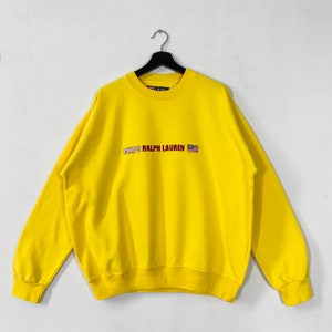 Vintage Chaps Ralph Lauren Sweatshirt Crewneck Pullover Chaps Ralph Lauren Embroidered Logo Yellow Medium
