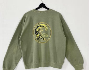 Vintage 90s O'Neill Sweatshirt Crewneck Pullover Surfing Sportswear O'Neill Print Logo Green Medium