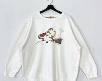 Bluza z okrągłym dekoltem w stylu Grincha z lat 90. z nadrukiem Dr Seussa Grincha i logo w kolorze białym XL