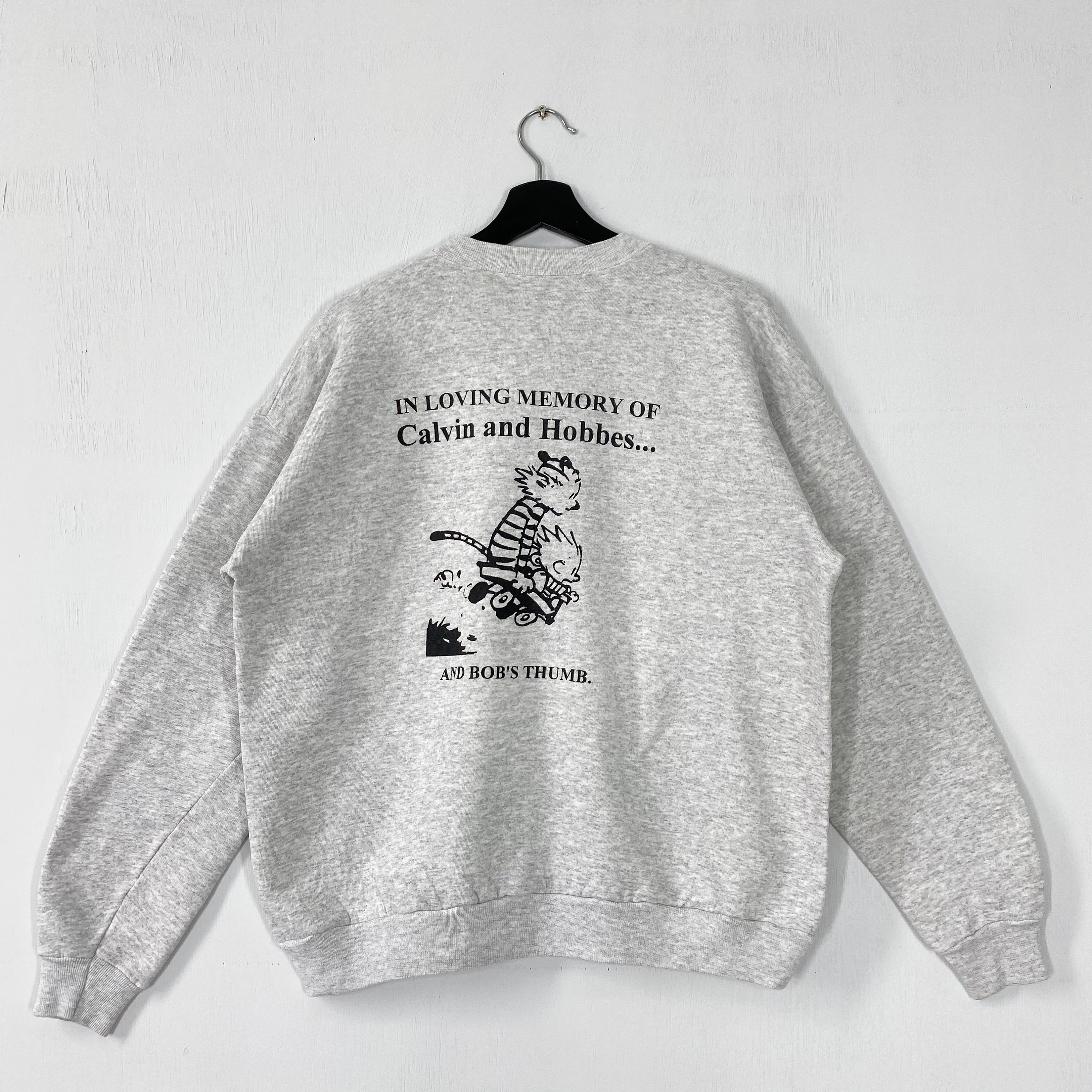 Vintage 90s Calvin and Hobbes Sweatshirt Calvin Hobbes Crewneck Calvin and Hobbes Sweater Pullover American Comic Print Logo Grey Medium Etsy