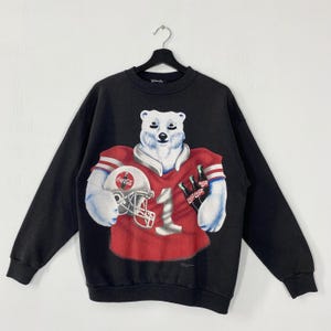 Vintage 90s Coca Cola Sweatshirt Crewneck Pullover Soft Drink Coke Polar Bears Print Logo Black Medium