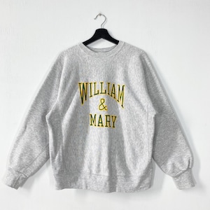 Vintage 90s College William Mary Sweatshirt William Mary Crewneck William Mary Sweater Pullover William Mary Tribe Print Logo Grey Large