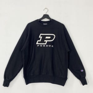 Vintage Purdue Universität Sweatshirt Purdue Crewneck Purdue Pullover Pullover Purdue Boilermaker Gesticktes Logo Schwarz Medium
