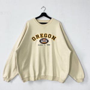 Sudadera vintage de la Universidad de Oregón Suéter de cuello redondo de la Universidad de Oregón Jersey con logotipo bordado de los Oregon Ducks Amarillo XXL