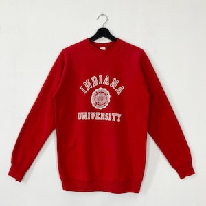 Vintage 80s Indiana University Sweatshirt Indiana University Crewneck Indiana Sweater Pullover Indiana Hoosiers Print Logo Red Medium