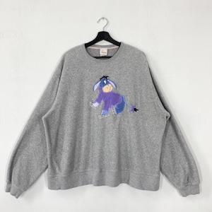 Vintage Eeyore Sweatshirt Eeyore Crewneck Eeyore Pooh Sweater Pullover Piglet Rabbit Kanga Tigger Embroidered Logo Grey XLarge