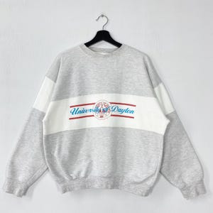 Vintage 90s University Dayton Sweatshirt University Dayton Crewneck Dayton Sweater Pullover Dayton Flyers Print Logo Grey Medium