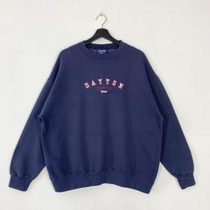 Vintage 90s University Dayton Sweatshirt Crewneck Pullover Dayton Flyers Embroidered Logo Blue XLarge