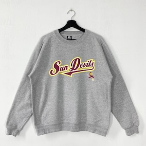 vintage Arizona State University Sweat-shirt ras du cou avec logo imprimé Diables du soleil de l'ASU, gris grand