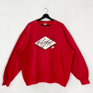 Vintage 90s Air Jordan Nike Sweatshirt Crewneck Pullover Nike Air Sportswear Jumper Nike Swoosh Print Logo Red XXLarge