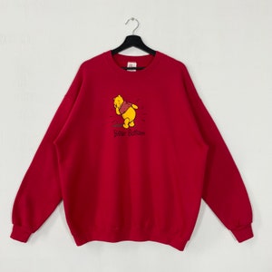Vintage Winnie de Pooh-sweater Pooh ronde hals Eeyore Pooh trui trui Knorretje Kanga konijn Tigger print logo rood XLarge